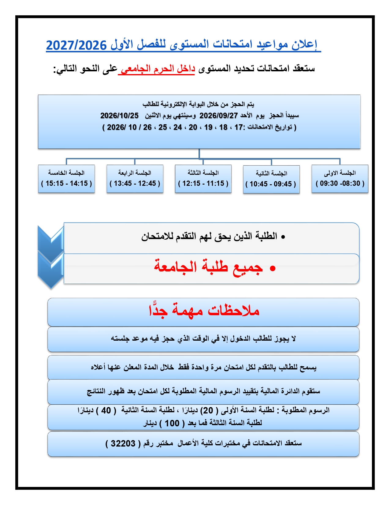 امتحانات المستوى